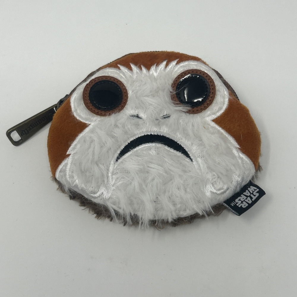 Loungefly Star Wars Porg Coin Purse Furry Plush Retired Zipper New 5"
